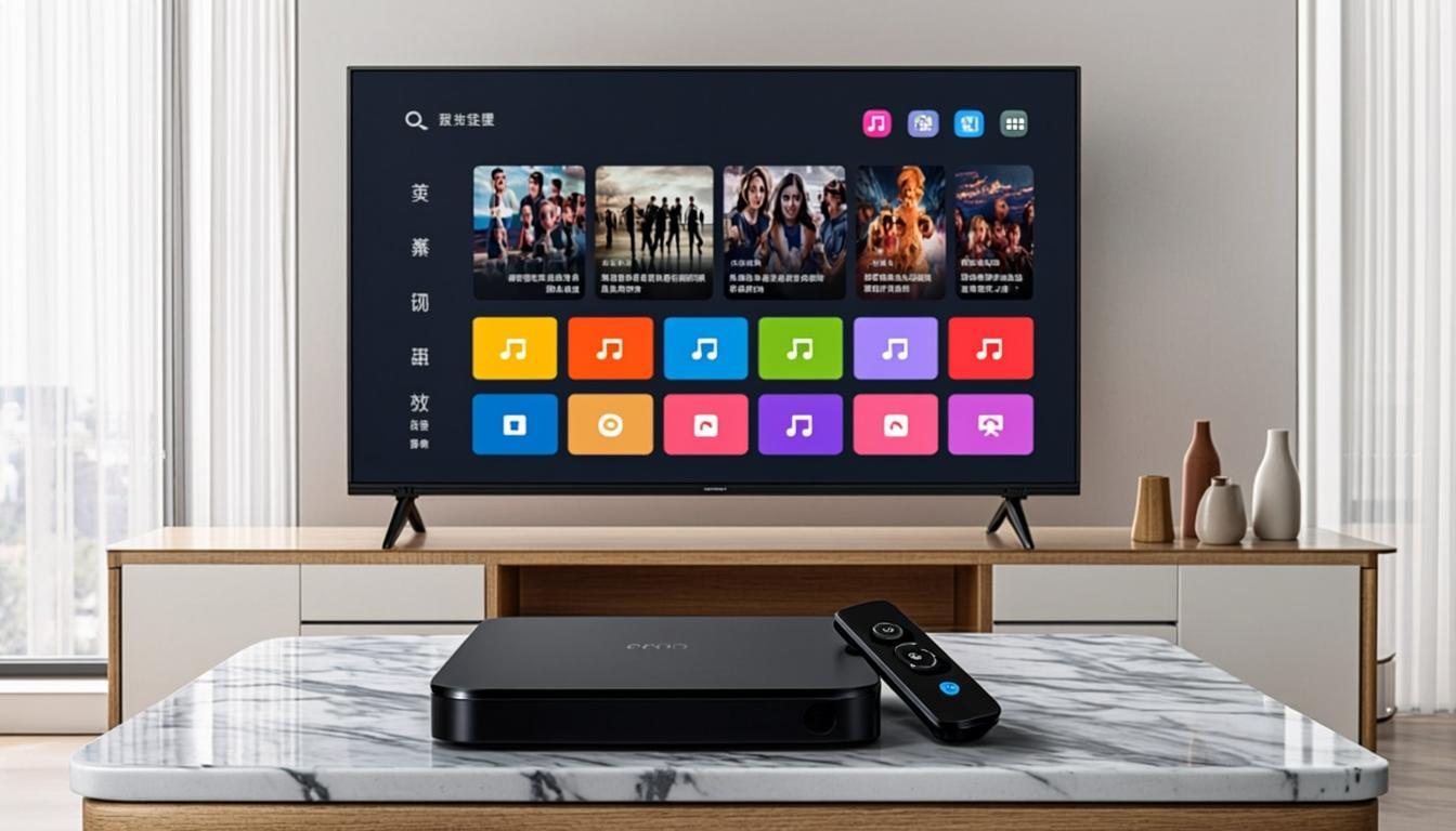 Box Android TV et télécommande pour configurer IPTV Smarters Pro