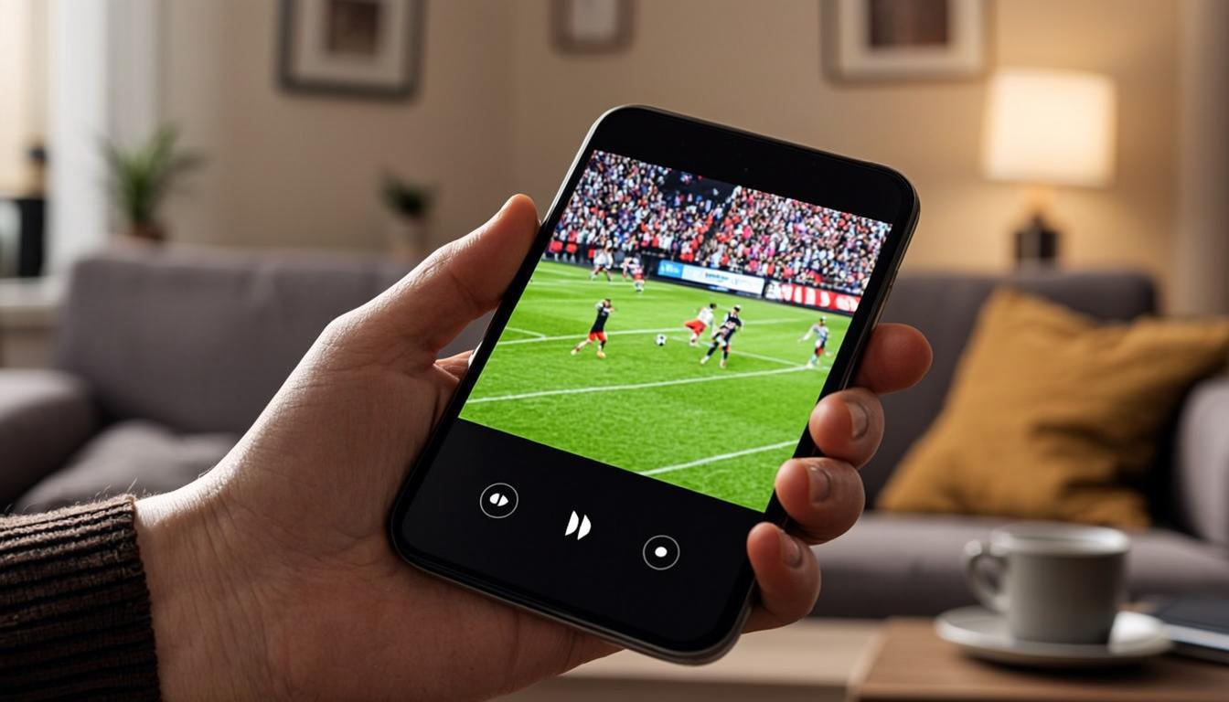 iPhone diffusant l'IPTV Smarters Pro avec un match de football en direct
