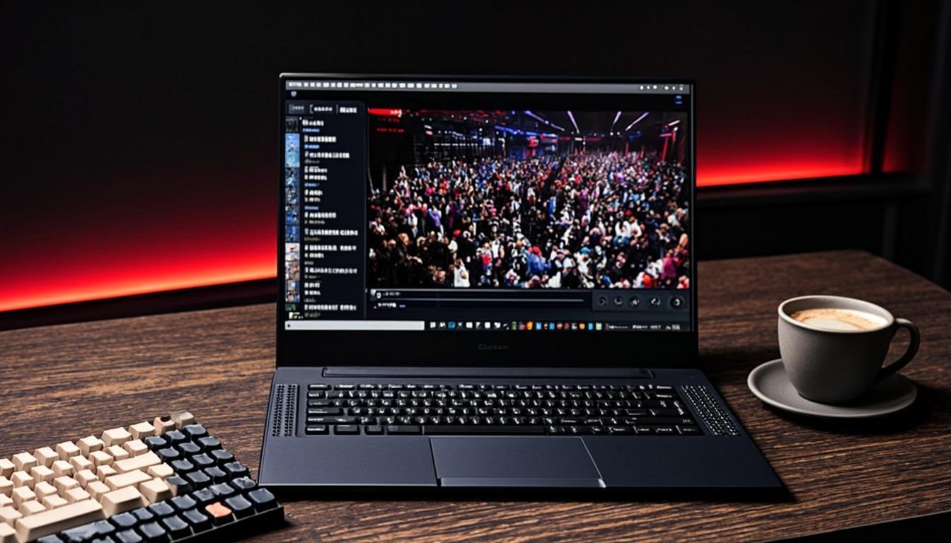 Ordinateur portable avec IPTV Smarters Pro et la liste des chaînes sur Windows